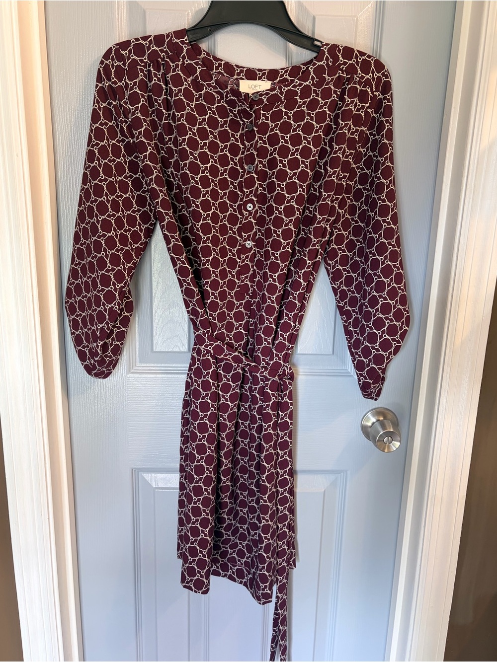 LOFT Outlet Burgundy Chain-Print Blouse